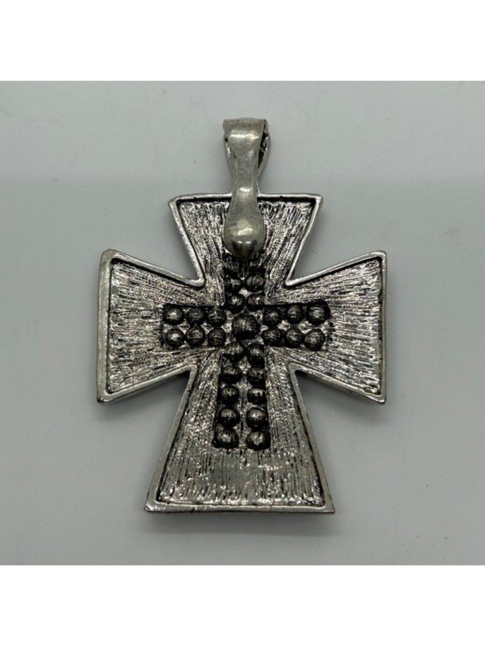 Silvertone Cross Pendant Pearl Enhancer Arurora Borealis Horseshoe Southwestern - Picture 11 of 14